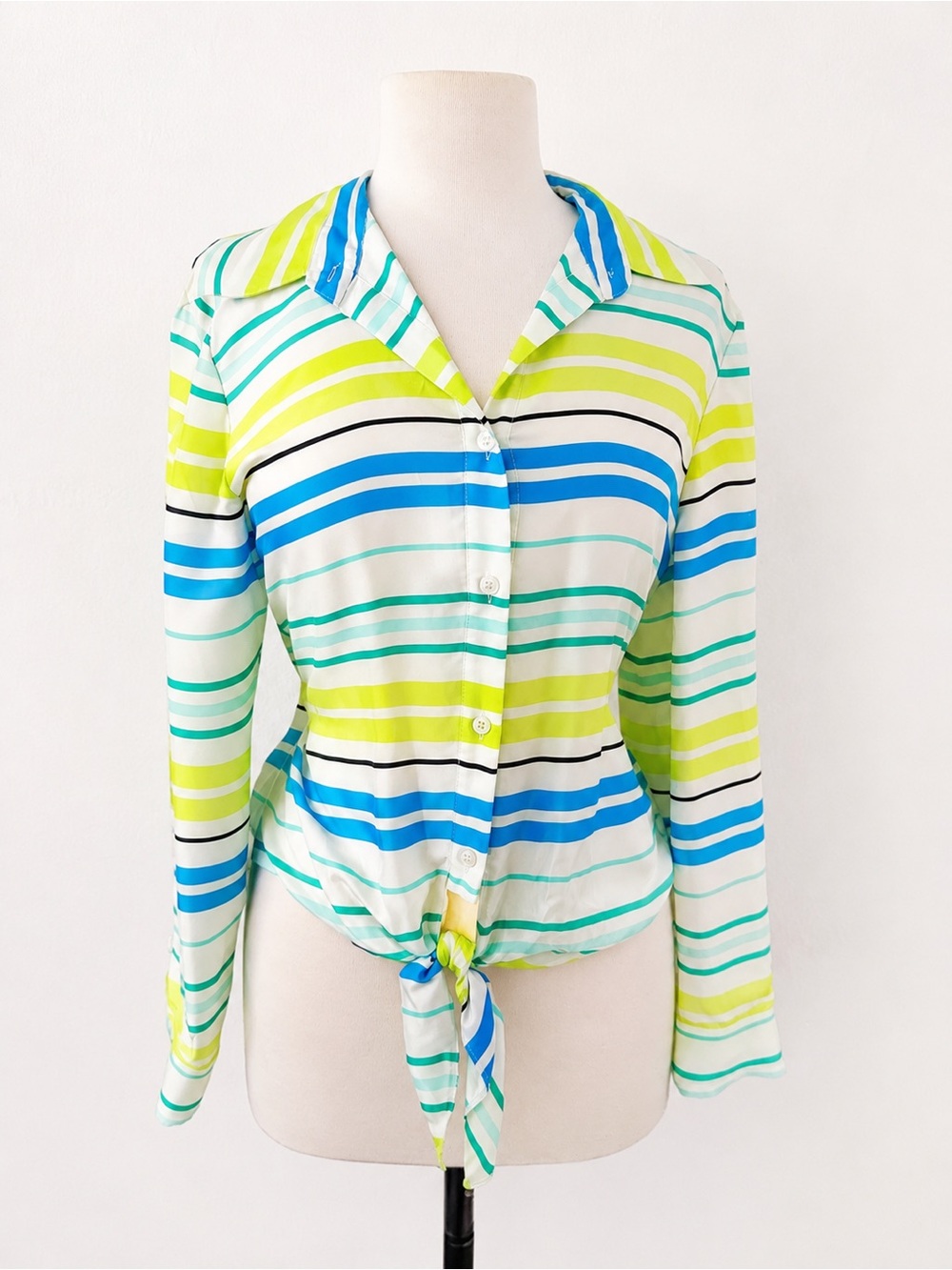 Vince Camuto Striped Tie Front Button Down Blouse Size Medium